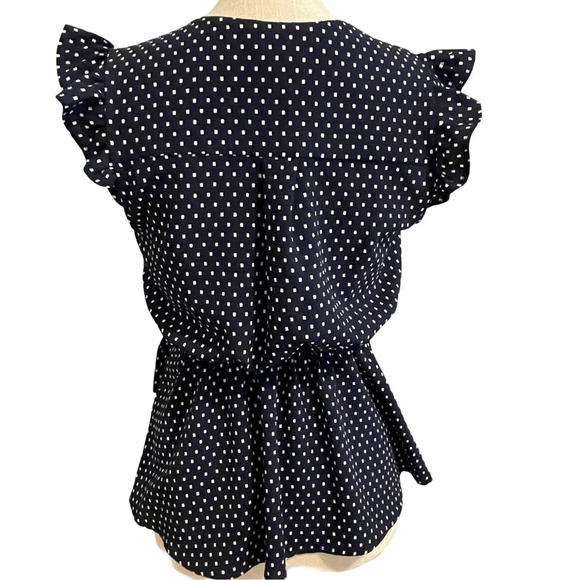 Monteau Navy Polka-dot Peplum Blouse - Picture 2 of 7